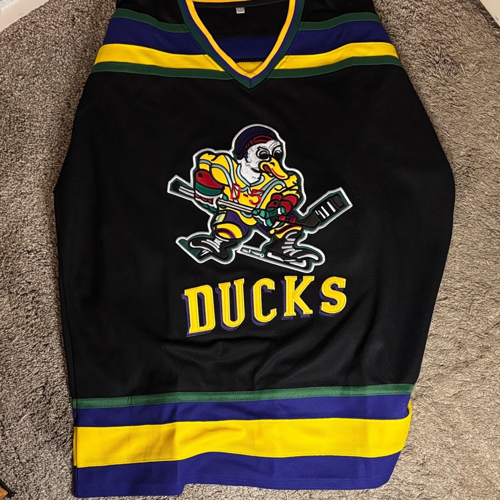 Adam Banks 99 Ducks Black and Yellow Hockey Jersey
